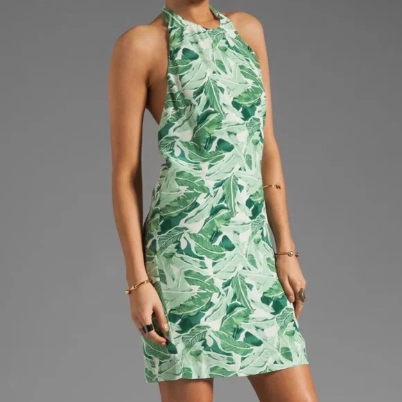 slim fit dress slacks Joie Puff Sleeve Frill Dress Floral Green– Selfie Leslie main image 0